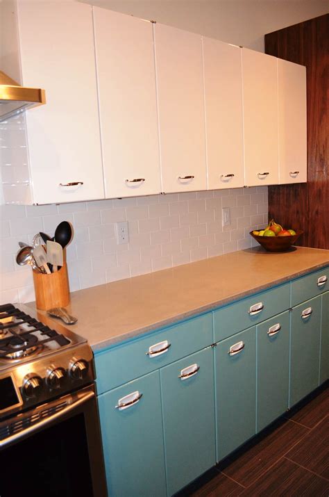 how can i identify my vintage steel kitchen cabinets|refinished vintage metal kitchen cabinets.